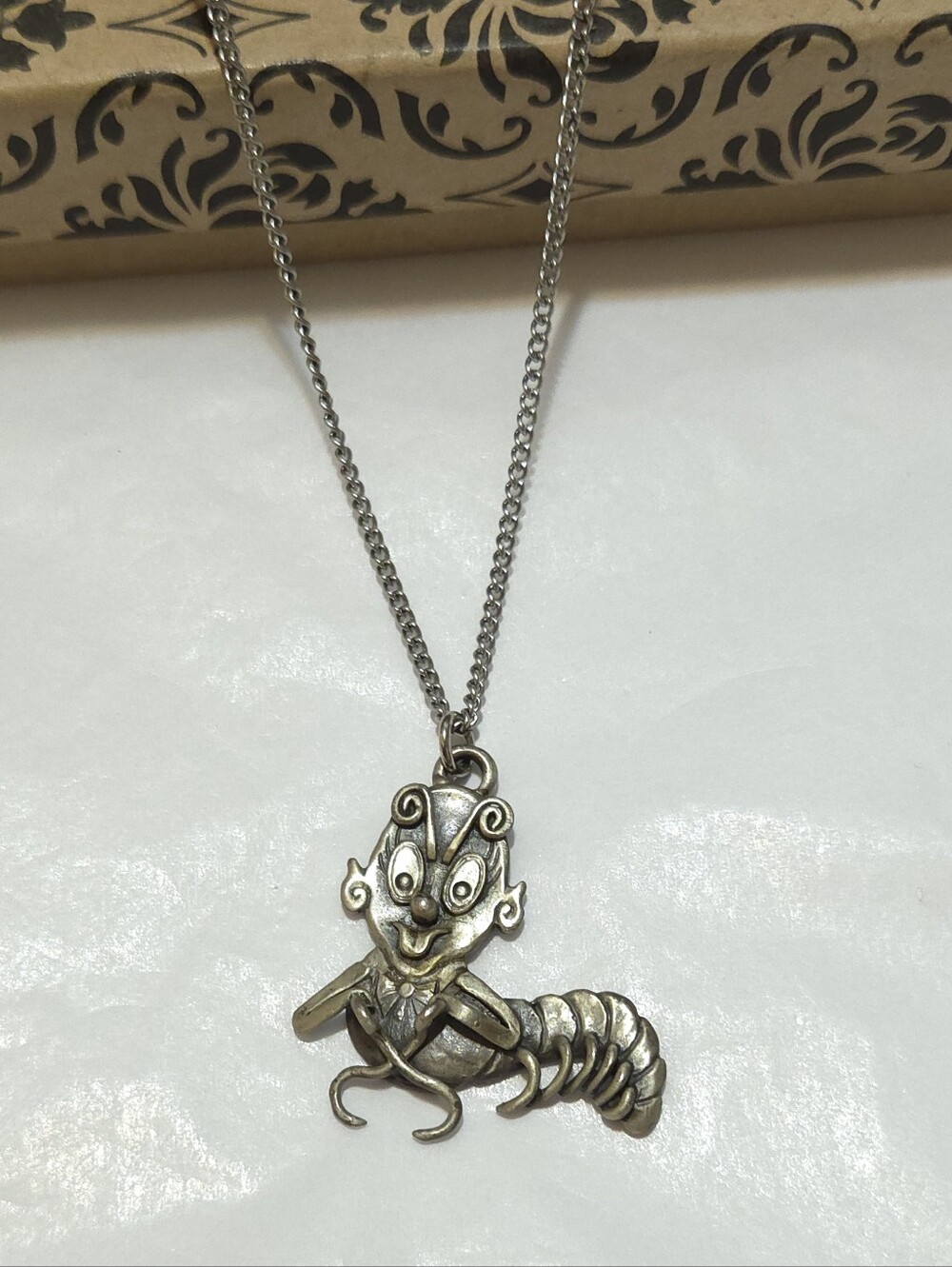 Vintage Sterling Silver Sid Bell 1964 Alaskan Ice Worm Pendant Necklace Signed